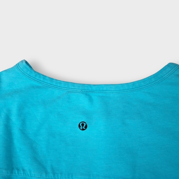 Lululemon Shirt Mens Sz M Blue Long Sleeve 1/4 Button Neck Pullover Knit Casual - Picture 5 of 8